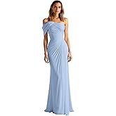 Acenia Chiffon Bridesmaid Dresses Long for Women Mermaid Formal Dress One Shoulder Pleated Wedding Guest Gowns