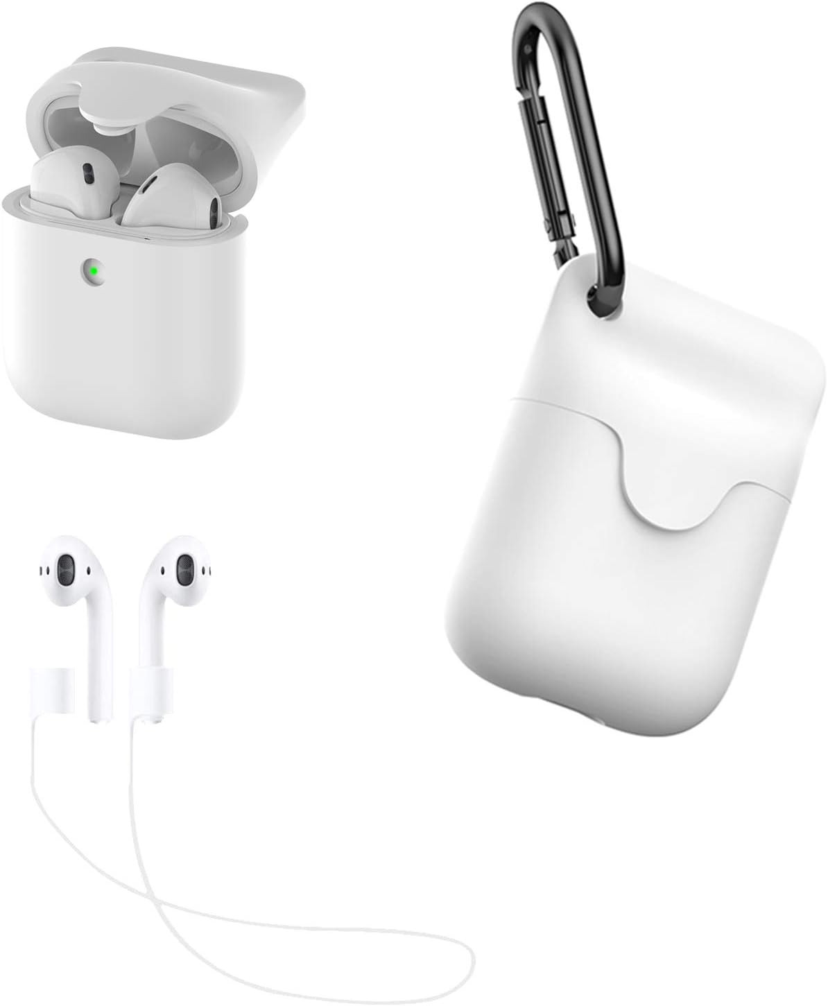 Amazon.com: Silicone AirPods Case 1st \u0026 2nd Generation One Piece Design  Soft to Touch Full Protective Airpods Case with Keychain (White)