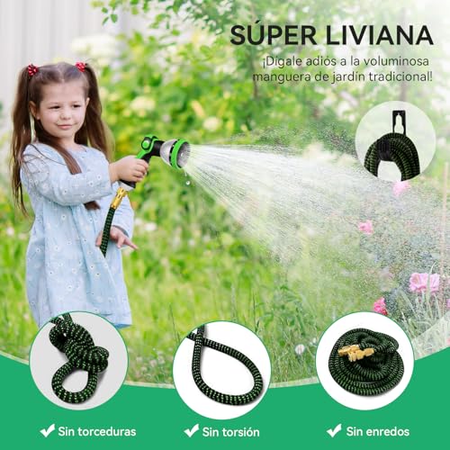 Yofidra Garden Hose – Expandable Hose 15M/50 FT with 10 Spray Pattern Nozzles Brass Connector Fabric 3750D High Strength Hose with 3-Layer Latex Core