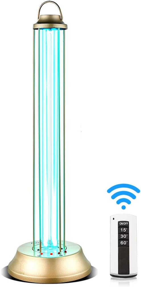 Lxn Uv Germicidal Light High Power 60W Golden Ozone Lamp Portable Disinfection,Remote Control Third Gear Timing, 10s Delay Start(110-240V)