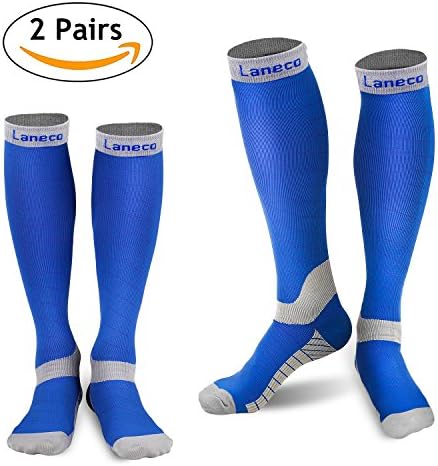 Laneco Compression Socks for Women &amp; Men (2 Pairs), Graduated Compression Sock 20-30 mmhg for Nurses, Running, Maternity Pregnancy, Athletic Sports, Flight Travel, Shin Splints, Edema, Varicose Veins
