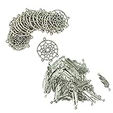 Baosity 120pcs Vintage Alloy Metal Dream Catcher Charms Pendant + 100pcs Feather Leaf Jewelry Finding