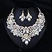 Hamer Gothic Jewelry White and Black Crystal Charms Choker Necklace and Earrings Wedding Jewelry Sets for Brides Prom Costume Jewelry for Women (White)