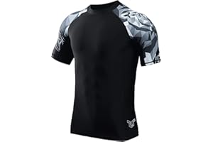 HUGE SPORTS Men's Splice UV Sun Protection UPF 50+ Skins Rash Guard Short Sleeves