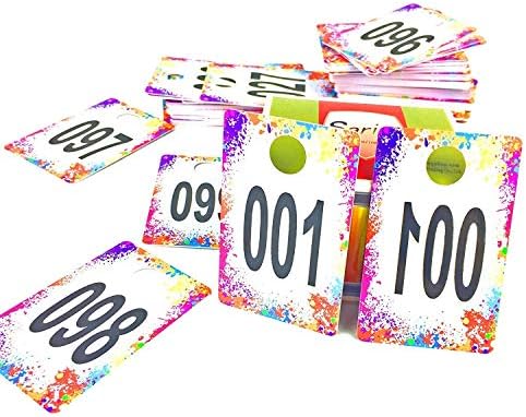 BWIN Larger 86mmx55mm Credit Card Size Plasitc Live Sale Number Tags Normal and Reverse Mirror Image Numbers Cards,Coat Hanger Numbers Cards for Facebook and Lularoe Live Sale Artistic Style(001-100)