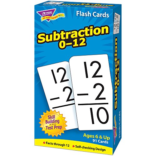 Trend Enterprises Trend Math Flash Cards - Subtraction Flash Cards 0- 12 (Box of 91 Cards)