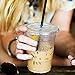 Fit Meal Prep 50 Pack 20 oz Clear Plastic Cups with Flat Lids, Disposable Iced Coffee Cups, BPA Free Premium Crystal Smoothie Cup for Party, Lemonade Stand, Cold Drinks, Juice, Milkshake
