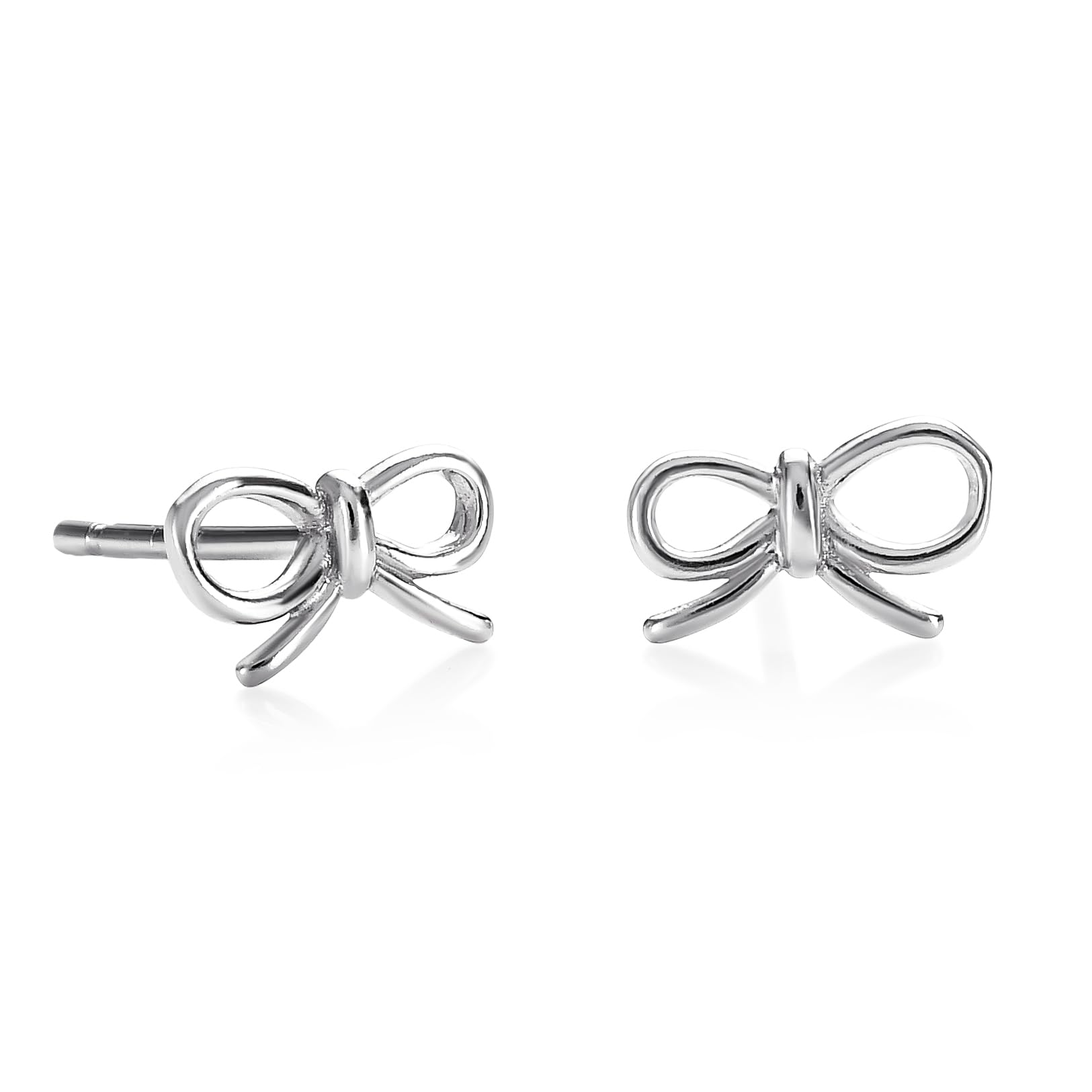 Namana Delicate Bow Earrings in 925 Sterling Silver, Dainty Girls Earrings, 925 Sterling Silver Bow Stud Earrings for Women and Teen Girls, Silver Jewellery for Women