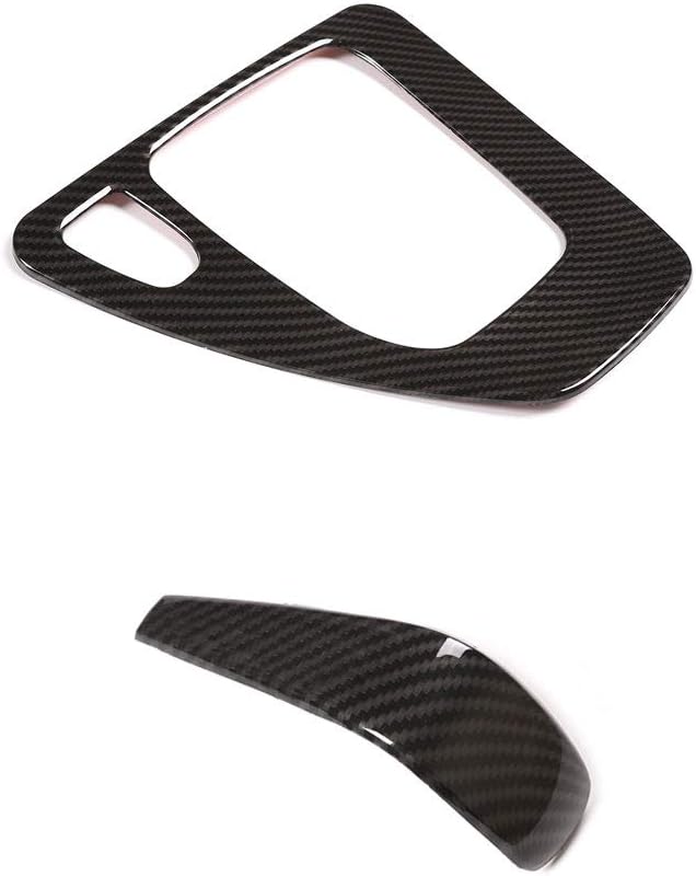 Car Carbon Fiber Gear Shift Box Control Panel Frame Cover Trim and Gear Shift Knob Head Trim 2 Pcs for 3 Series E90 E92 E93 2006-2011