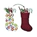 LimBridge Christmas Mini Stockings, 6 Pack 7 inches Knitted Knit Rustic Stocking Decorations for Whole Family, Burgundy and Cream