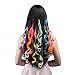FESHFEN 12 Pcs 12 Colors Full Color Curly Wave Clip on in Hair Extensions Hair Pieces 18 Inches Long Remy Hair Colored Party Highlights DIY Hair Accessories Extensions for Kids Grils Women