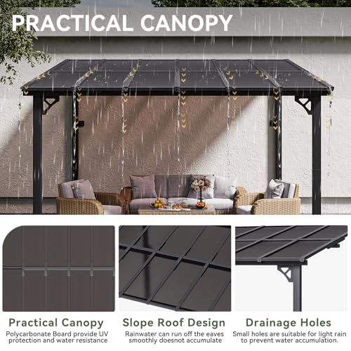 Aoxun 12'x10' Wall-Mounted Gazebo Review: Sloped-Roof Pergola with UV Protection image 29