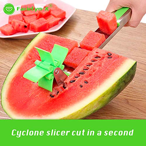 image for 2 Packs Watermelon Windmill Cutter Slicer with 2 in 1 Melon Baller & F