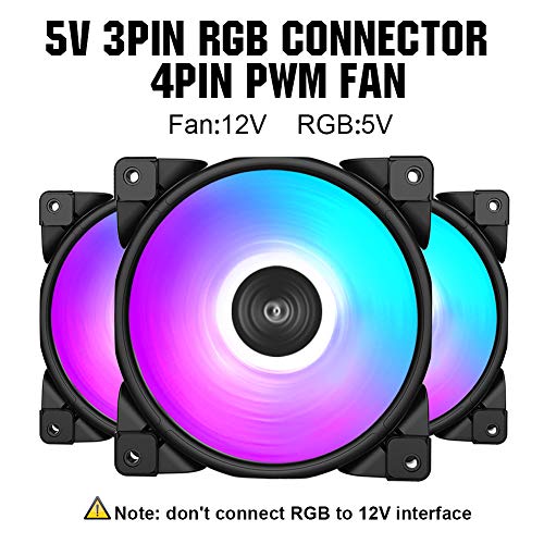 Pccooler 120mm Case Fan Dawn Series, 3M120HALO LED RGB Silent Fans - Advanced Lighting Customizations with 7 Colors&10 Lighting Modes - PWM High Performance Cooling Fan for PC Case Computer Fan
