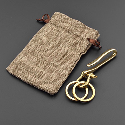 Agemore Belt keychain Solid Brass Key Ring Belt Hook Key Buckle Keychain for Leathercraft Wallet Chain Accessory Men's Keychain Keyring Nautical Gift