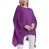 Wiiiwish Women's Loose Solid Long Batwing Sheer Chiffon Caftan Wrap Poncho Tunic Top Topper