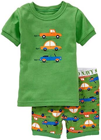 Exdream Boy's "Truck" Cotton 2-piece Short Sleeve Pajama Set 3-4T Green