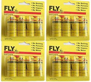 JUDIAO Sticky Fly Ribbons, Fly Catcher Ribbon Fly Paper Strips,Fly Trap, Fly Catcher Trap, Fly Bait - 16 Pack
