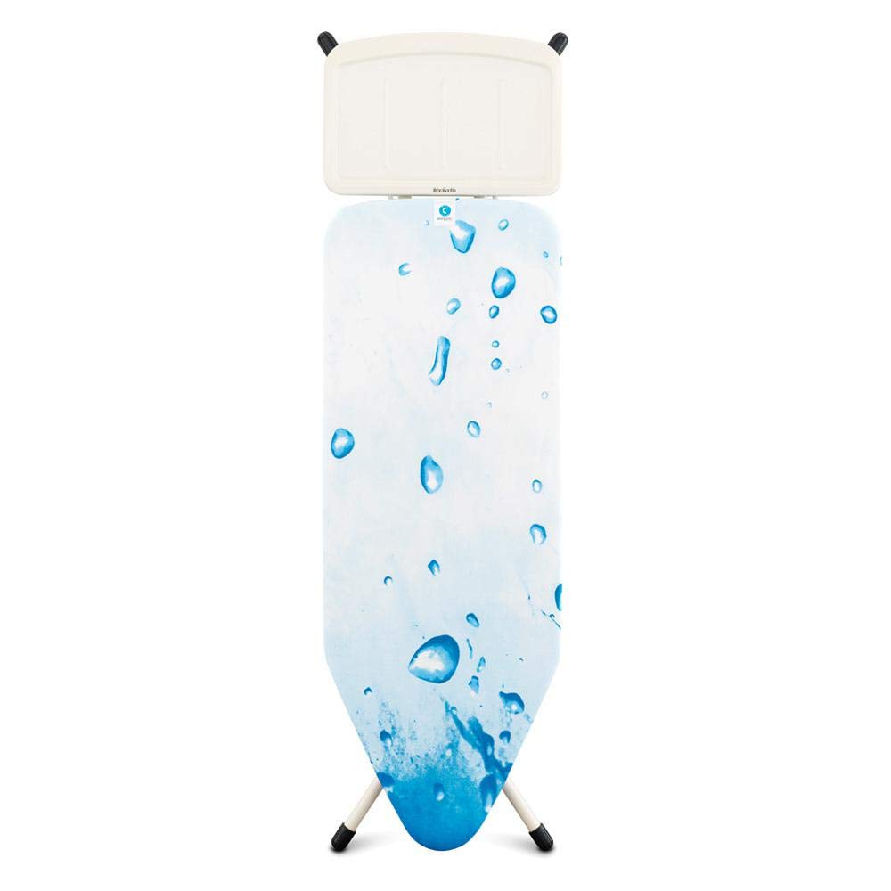 Brabantia - Ironing Board C - XL Iron Rest - Adjustable in Height - Non-Slip Rubber Feet - Cotton Cover with Foam Layer - Foldable XL Unit - Ice Water - 124 x 45cm