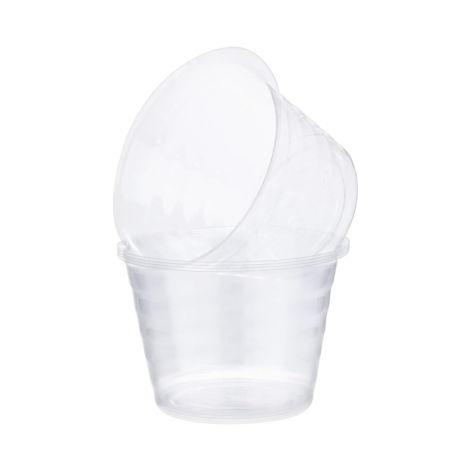 M METERXITY 5-Pack Plastic Plant Saucer, 4.3 Inch Clear Thin Plant Saucer Drip Tray for Indoor/Outdoor, Planter Liners Nursery Pots