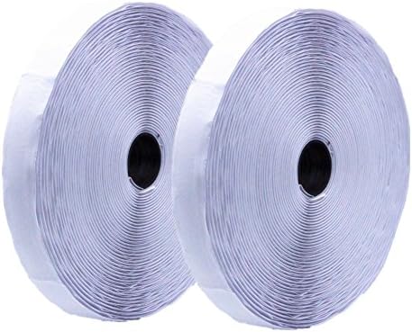 39.3 Feet/12m hook and Loop Adhesive Back Fabric Tape Roll With Gift Scissors Velcro (White) (white)