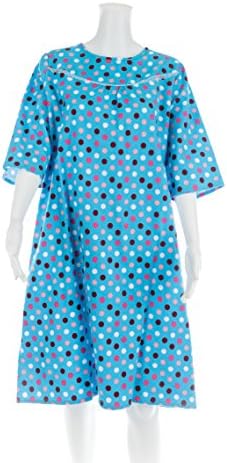 Women's Adaptive Flannel Backwrap Gown - Colorful Polka Dots With Blue Background - (3X-Large)