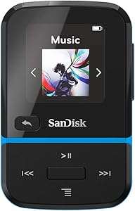 SanDisk 32GB Clip Sport Go MP3 Player, Blue - LED Screen and FM Radio - SDMX30-032G-G46B