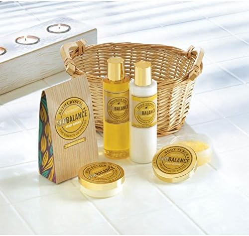 Bath HONEY ALMOND SPA SET Basket Baskets Bathroom New Gift Soak Soothe Lotion Scrub Pouf Chrystals Buttter