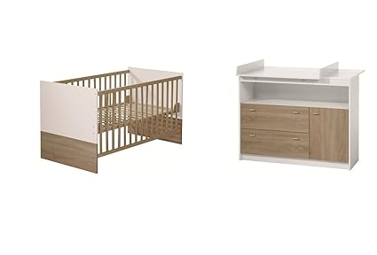 Roba 42491-42473 Kombination Wickelkommode und Bett Gabriella mit breiter Wickelkommode