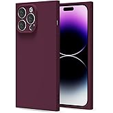 LoeoeL for iPhone 14 Pro Max Case Silicone, Rectangle Edge Cute Y2k Phone Case for Women Girl, Thin Protective Aesthetic Girly Design Soft Rubber with Camera Cover, Burgundy