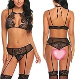 Avidlove Women Lace Lingerie Set with Garter Belts Lace Teddy Babydoll Bodysuit
