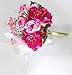 Artificial Flower Arrangement 9 Head Peony for Wedding Bridal Bouquet with Pink Rose Peonies Silk Fake Faux Flowers with Greenery Leaves Stems Table Centerpiece Ideas DIY Home Decoration Party