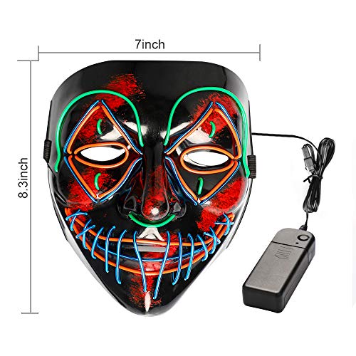 Scary Halloween Mask, Halloween LED Light Up Mask, Purge Mask for
