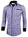 TAM WARE Mens Premium Slim Fit Checkered Plaid Cotton Longsleeve Shirt TWCS15-PURPLE-M