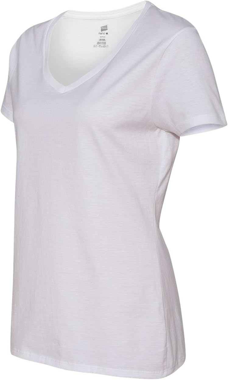 Hanes Women's Nano-T V-Neck T-Shirt at  Women’s Clothing store