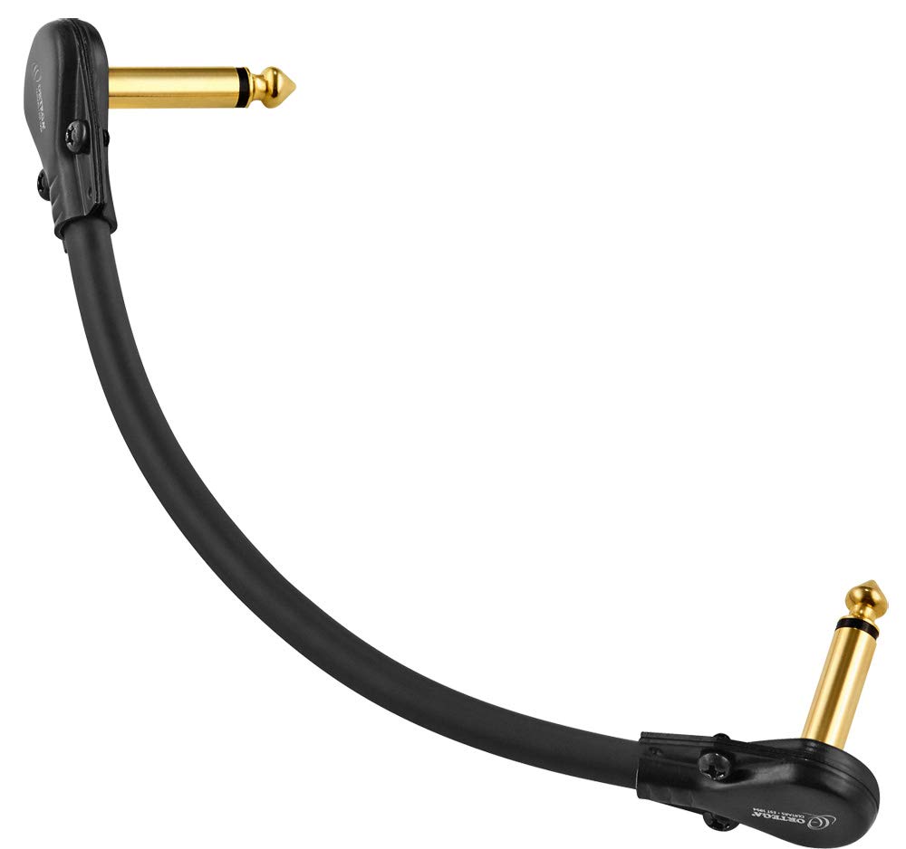Ortega Guitars Patch Cable Accessory - Guitarist Gift - 1/4" (6,3mm) pancake angle/angle - black pvc 0,13m/0,75q (OTCPA-04)