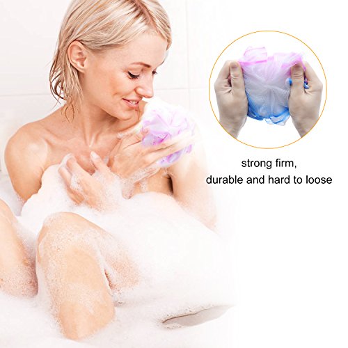Loofah Bath and Shower Sponge Set of 4 , Exfoliating Mesh Pouf Bath Sponge Ball(60g/each)