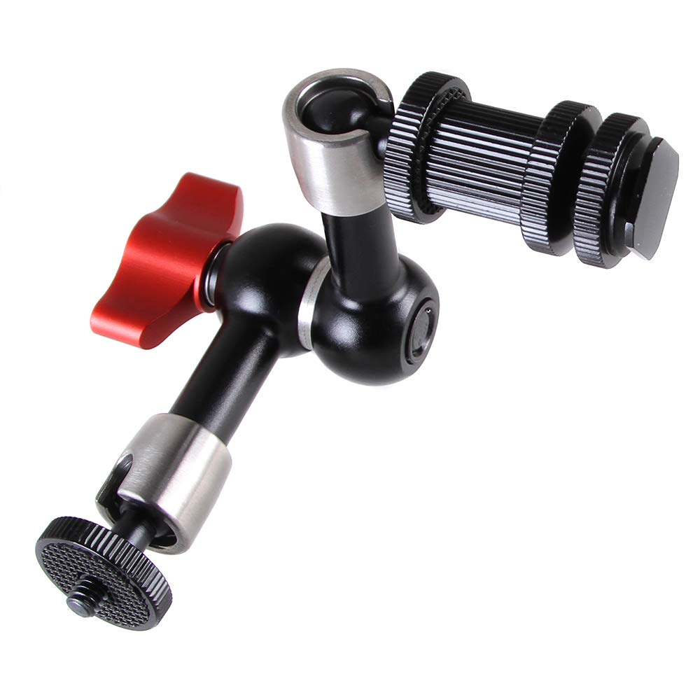 Hersmay 7 Inch Magic Arm Camera Articulated Arm Clamp Tripod Camera Mount Clamp with 1/4 Thread for DSLR Camera Rig LED Light Flash Light LCD Monitor EVF Max Load 5 kg