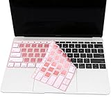 Mosiso Keyboard Cover for MacBook Pro 13 Inch 2017 & 2016 Release A1708 No Touch Bar & New MacBook 12 Inch A1534 Protective Skin, Hollow Rose Gold and White