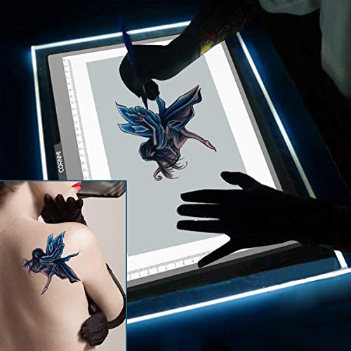 A4 LED Light Box Ultra-Thin Portable Light Board Tracing USB Power Cable Drawning Holder Stand Dimmable Brightness 10-Level Eye-Protected Pad for Kids Artists X-Ray Viewing Drawing Cartoon Copy