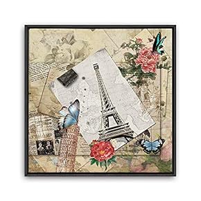 Framed Canvas Wall Art Retro Flowers and Birds Canvas Prints Home Artwork Decoration for Living Room,Bedroom - 16x16 inches