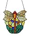 Stained Glass Dragonfly Window Panels Tiffany Style Decor Ornament Sun Catcher, 6 1/2