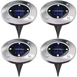 4Pcs 4 LED Solar Powered Ground Lights Outdoor lamp Waterproof LED Solar Path Lights Garden Landscape Spike Lighting for Yard Driveway Lawn Pathway - White