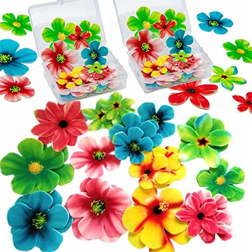 60 Pcs Edible TWE5 Blossom Cake Decorations Edible Blossom Flowers Cupcake Toppers Wafer Paper Flowers Cake Topper Edible Rice Paper Cake Flower - View #2