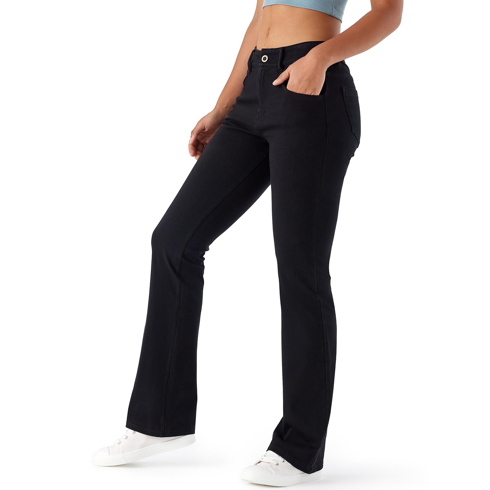 Photo 1 of High Waisted Bootcut Jeans for Women, Fitted with Soft Stretch Fabric for Straight Leg Fit & Jeggings Comfort Black xs