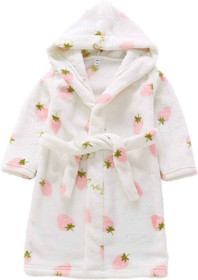 Little Toddlers Bbay Kids Soft Fleece Flannel Cartton Unicore Long Sleeve Hooded Bathrobe Pajama Sleepwear