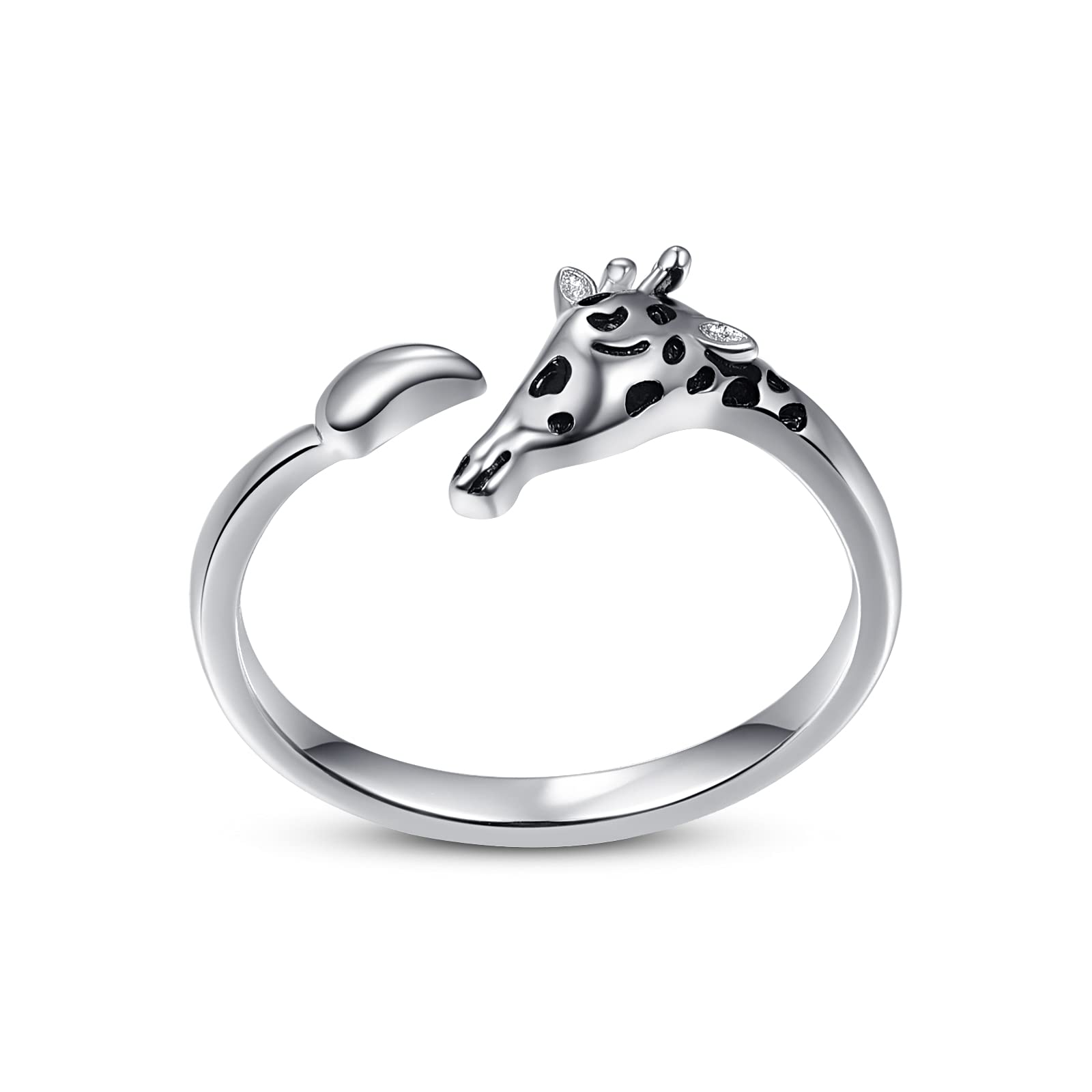 KINGWHYTE Giraffe Ring 925 Sterling Silver Open Adjustable Statement Ring Birthday Gifts for Women Girls — image 1