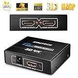 SOWTECH [Upgrade Version] 4K HDMI Splitter HDCP V1.4 Powered HDMI Splitter 1X2 HDMI Splitter for Full HD 1080P Support 4K/2K and 3D Resolution (One Input to Two Outputs)
