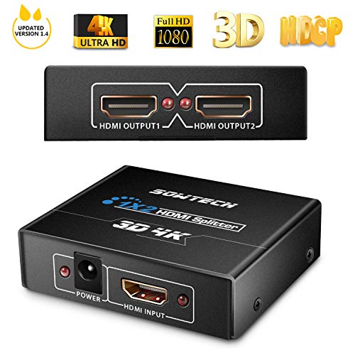 Sowtech [Upgrade Version] 4K Hdmi Splitter Hdcp V1.4 Powered Hdmi