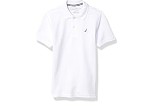 Nautica Boys' Short Sleeve Anchor Polo, Button Closure, Soft & Comfortable, Pique Fabric